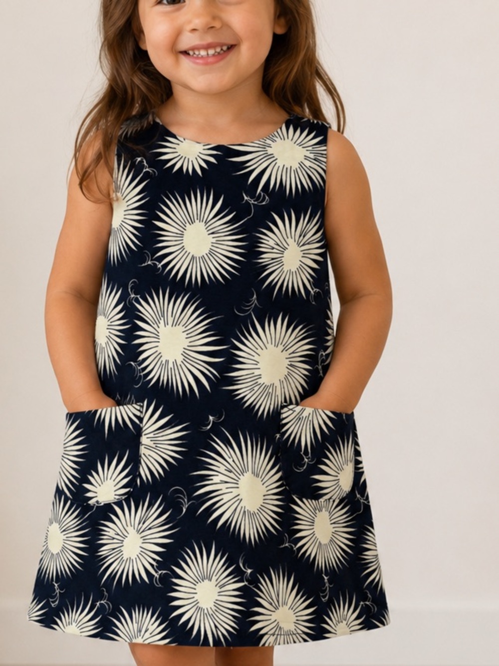 Milly Navy Shift Dress with Cream Floral Burst